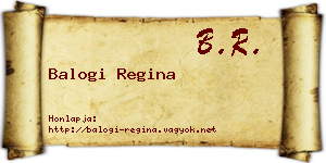 Balogi Regina névjegykártya